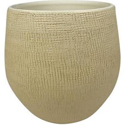 Ter Steege Pot Ryan Shiny Sand 31 cm ronde zandkleurige bloempot voor Goud