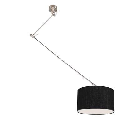 QAZQA Hanglamp staal met kap 35 cm zwart verstelbaar - Blitz