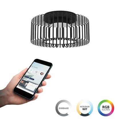 EGLO connect.z Ginestrone-Z Plafondlamp - Ø 45 cm - Zwart|Wit - RGB