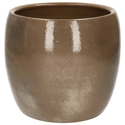 Mica Decorations Bloempot - donker - keramiek - 18 x 20 cm Bruin