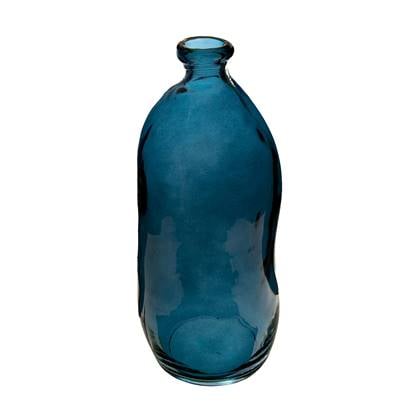 Atmosphera fles vaas - transparant - glas - H36 x D15 cm Blauw