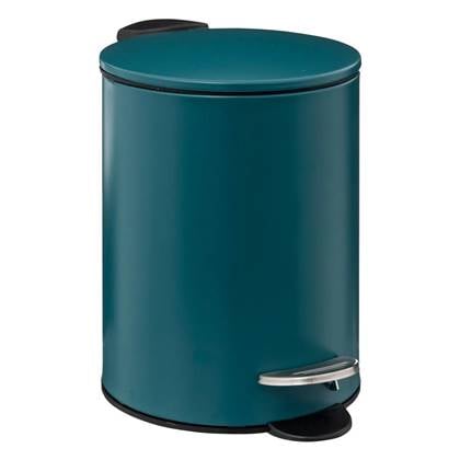 5Five Pedaalemmer - metaal - petrol - 3L - 16x25 cm - badkamer Blauw