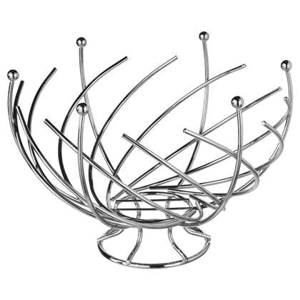 Secret de Gourmet Fruitschaal-fruitmand - op voet - metaal - 30 cm Zilver