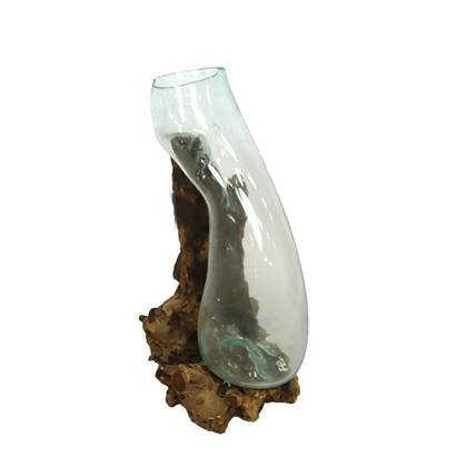 DKNC - Decoratief beeld Napels - Glas met hout - 20x35x50cm - Bruin