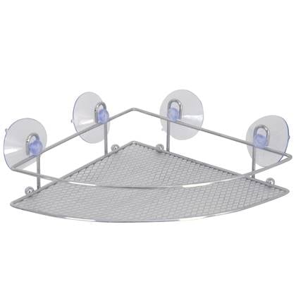 MSV doucherekje - hoek-model - - 27 x 17 cm - metaal Zilver