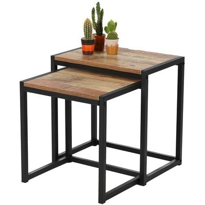 Urban Living Bijzettafels 2x - - metaal - H45 en H40 cm Zwart