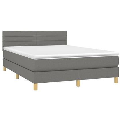 vidaXL Boxspring met matras stof donkergrijs 140x200 cm