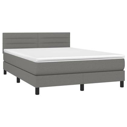 vidaXL Boxspring met matras stof donkergrijs 140x200 cm