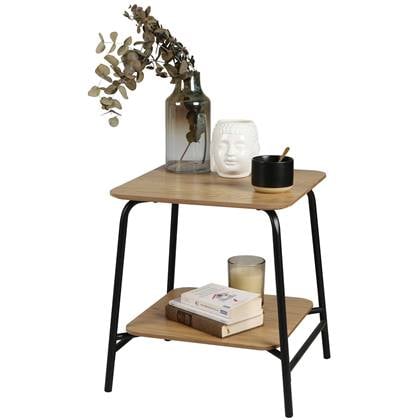 Urban Living Bijzettafel 2 levels - |bruin - metaal - 45 x 51 cm Zwart