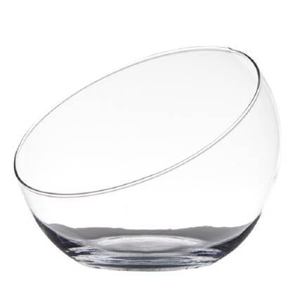 Hakbijl Glass Bolvaas schuine schaal - gerecycled glas - 20x17 cm Transparant