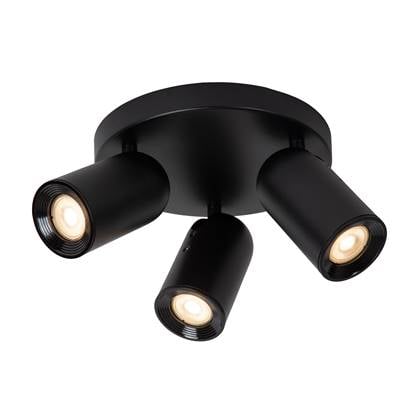 Lucide PUNCH - Plafondspot - Ø 21 cm - 3xGU10 - Zw Zwart