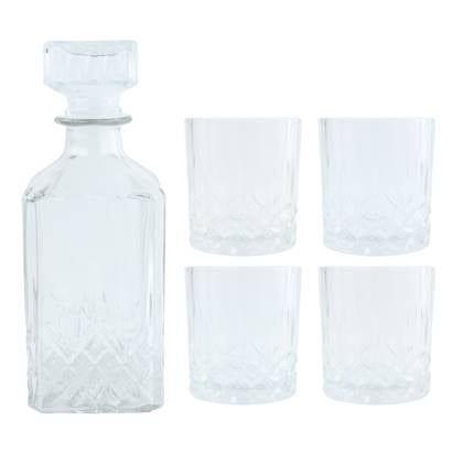 OTIX Whiskey Karaf 4 glazen 5-delig Transparant 900|230 ml Glas