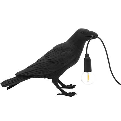 Seletti Bird Waiting tafellamp buiten zwart