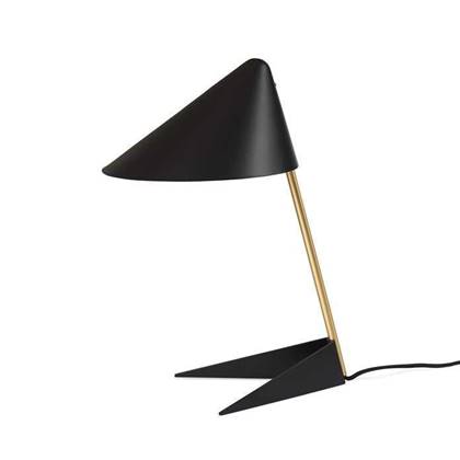 Warm Nordic Ambience tafellamp zwart met messing onderstel