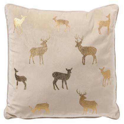 Deer - Kerst sierkussen - 45x45 cm, Wit