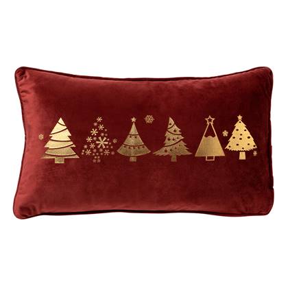 Trees - Kerst sierkussen - 30x50 cm, Rood