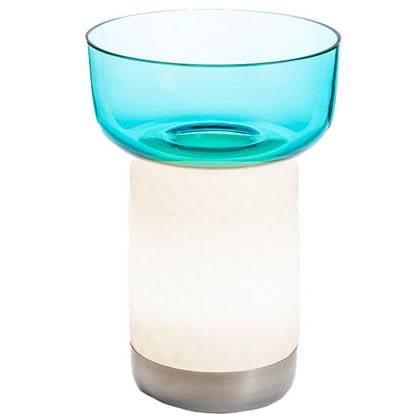 Artemide Bontà tafellamp met kom LED oplaadbaar turquoise