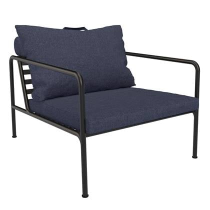 Houe Avon Lounge fauteuil frame zwart stof indigo heritage