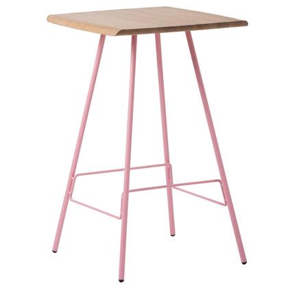Gazzda Leina bar tafel 70x70 natural, roze onderstel