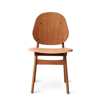 Warm Nordic Noble stoel leren zitting Soavé Nature, teak onderstel