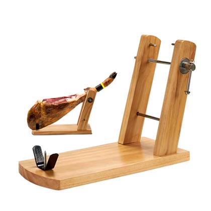 OTIX Hamhouder Dubbele Arm voor Spaanse Ham Hout 18x44,8x8,1cm Metaal Blauw