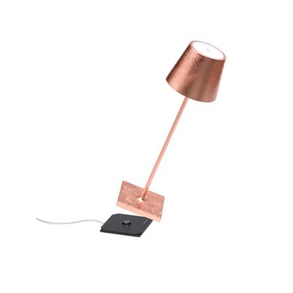 Zafferano - Poldina Pro MINI - Koper- H30CM - Ledlamp - Terraslamp - Bureaulamp – Tafellamp – Snoerloos – Verplaatsbaar – Duurzaam - Voor binnen – LED - Dimbaar - 2700K – IP54 Spat