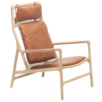 Gazzda Dedo lounge chair whitewash Dakar Leather Whiskey 2732