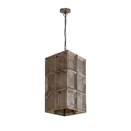 PTMD Layra Hanglamp - 24x24x45 cm - Steen - Messing