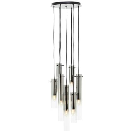 Brilliant Hanglamp Glasini Zwart Rookglas 7xe14