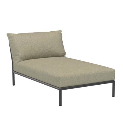 Houe Level2 Chaise Longue ligbed frame donkergrijs stof moss