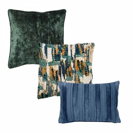 Set van 3 Sierkussens - Insignia Blue Blauw