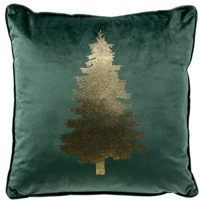 TREE - Kussenhoes 45x45 Groen - Kerst decoratie - velvet