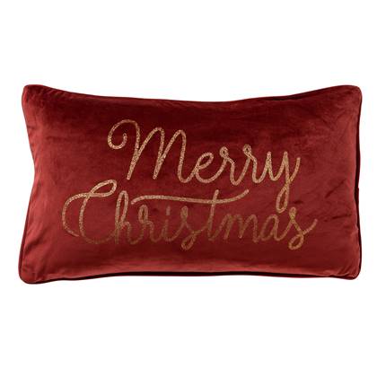 MERRY CHRISTMAS - Kussenhoes 30x50 Rood - Kerst decoratie - velvet