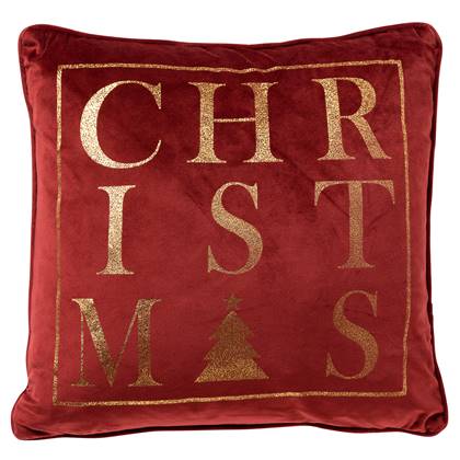 CHRISTMAS - Kussenhoes 45x45 Rood - Kerst decoratie - velvet