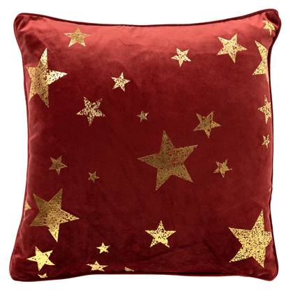 STARS - Kussenhoes 45x45 Rood - Kerst decoratie - velvet