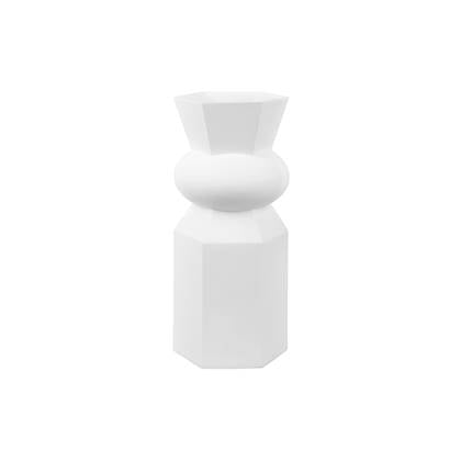 present time Vase Geo King polyresin white