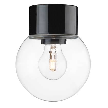 Ifö Electric Classic Globe plafond-en wandlamp IP54 150mm helder Zwart