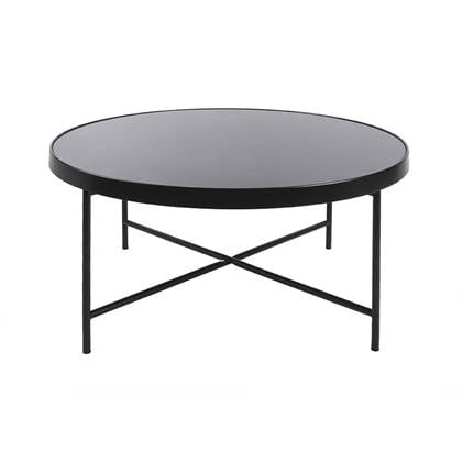 Leitmotiv - Coffee table Smooth XL matt black, black glass top