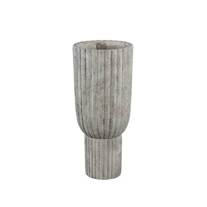 PTMD Cinne Grey cement ribbed pot on base round M