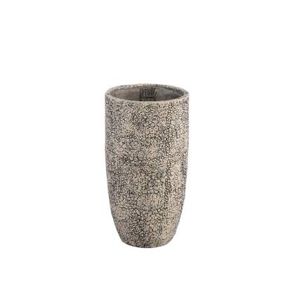 PTMD Jerell Brown cement pot croco print round high S