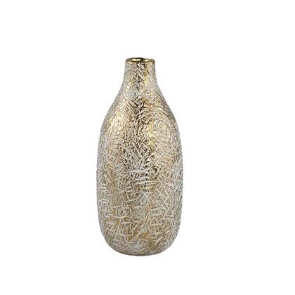 PTMD Fles Sunia - 13x13x29 cm - Keramiek - Goud