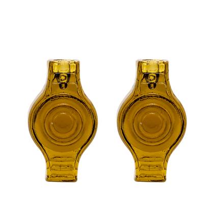 Brût Homeware, Set van 2 Kaarshouder Round, amber Bruin