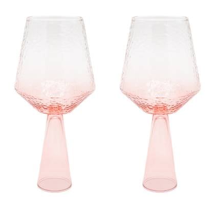 Wijnglas Claude, roze, set van 2