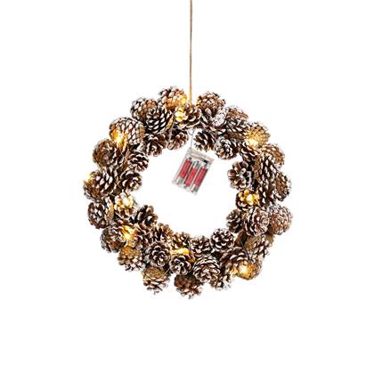 House of Seasons Kerstkrans met LED Verlichting - Ø38 cm - Bruin