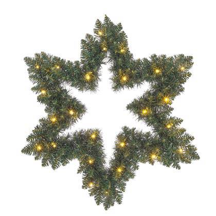 Black Box Trees Kerstkrans Ster met LED Verlichting - Ø60 cm - Groen