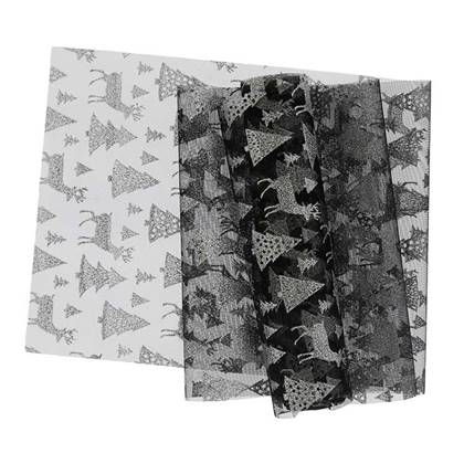 Unique Living - Decofabric Glitter Forest - 28x300cm - Black Zwart