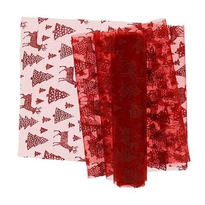 Unique Living - Decofabric Glitter Forest - 28x300cm - Red Rood
