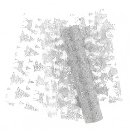 Unique Living - Decofabric Glitter Forest - 28x300cm - Silver Zilver