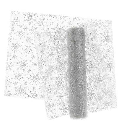 Unique Living - Decofabric Ice Star - 28x300cm - Silver Zilver