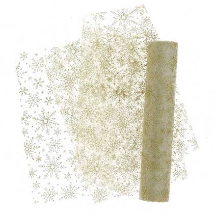 Unique Living - Decofabric Ice Star - 28x300cm - Gold Goud